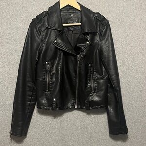 BLANK NYC Leather Moto Jacket Faux Leather Vegan Black